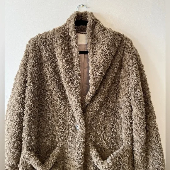 Aritzia Wilfred Free Grete jacket Size XXS Cozy Brown Teddy Coat Casual Fall - Picture 5 of 14